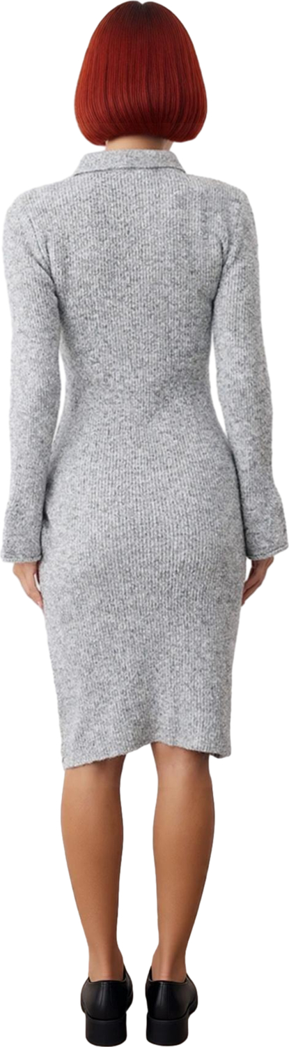 Kadınlara Özel Bodycon Kalıp Degrade Triko Polo Yaka Midi Elbise Kış Kombinleri İçin İdeal Seçim