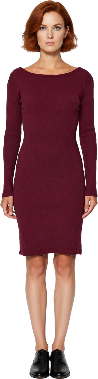 Kadın Bodycon Fitilli Örme Uzun Kollu Sırt Dekolteli Mini Elbise Kış Kombinleri İçin İdeal