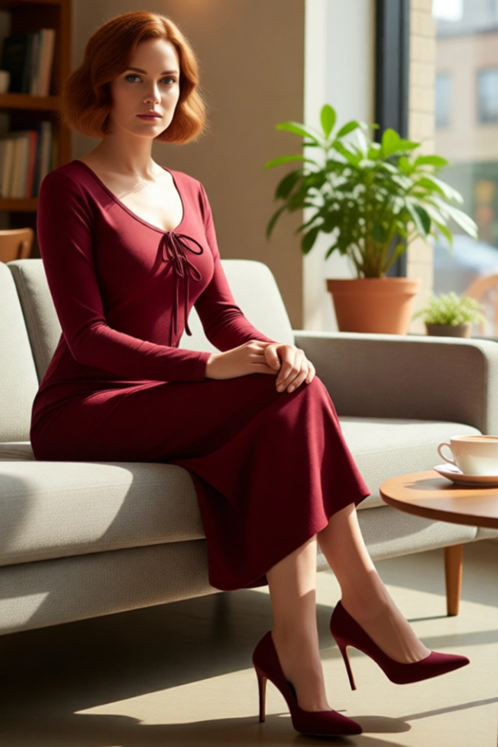 Kadın Smart Kesim Havuz Yaka Bağlama Detaylı Uzun Kol Bodycon Örme Maxi Abiye Elbise Kaliteli