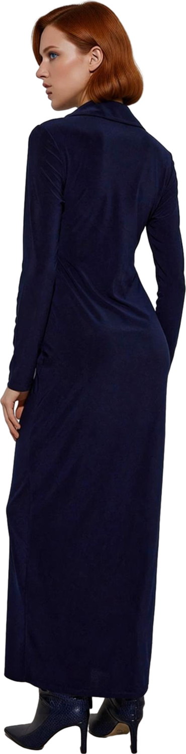 Kadın Kışlık Bodycon Maxi Elbise Polo Yaka Uzun Kol Düz Örme Şık Ve Konforlu Günlük Stil Kaliteli