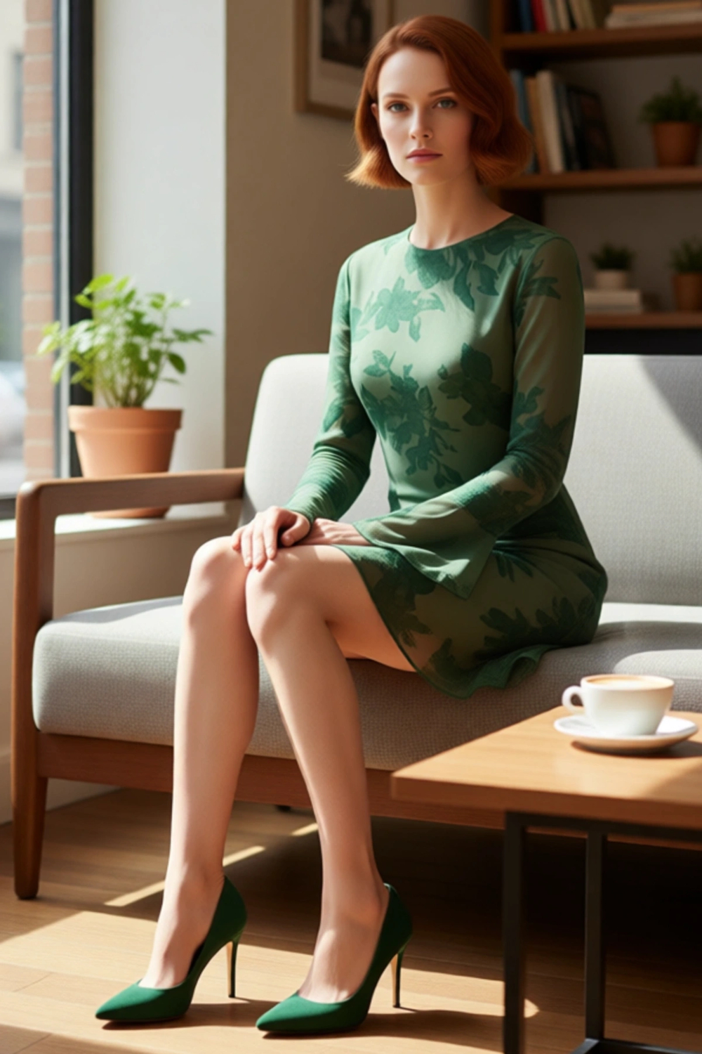 Kadınlar İçin Feminine Bodycon Kesim Çiçek Desenli Uzun Kollu Tül Mini Elbise Astarlı Şıklık