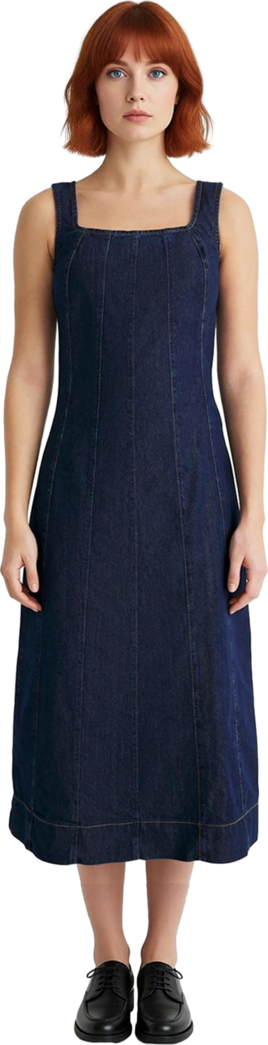 Kadın Düz Desen Askılı Bodycon Midi Denim Elbise Şık ve Rahat Günlük Kombinler İçin Kaliteli