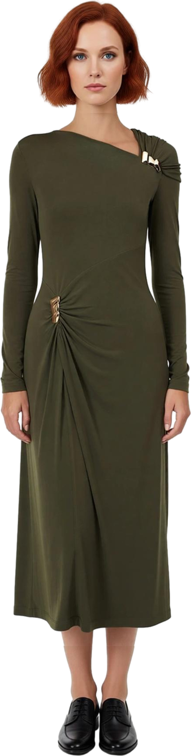 Kadın Uzun Kollu Asimetrik Yaka Bodycon Kesim Örme Maxi Elbise Mezuniyet Balo Şıklığı İçin