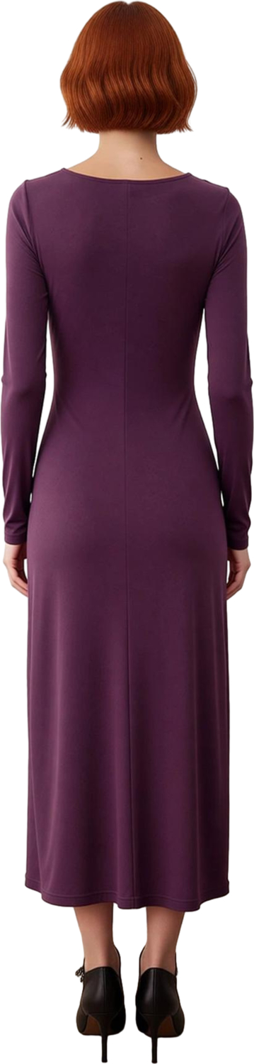 Moda Stil Slim Kayık Yaka Maxi Boy Zümrtü Yeşili Aksesuar Detaylı Vücuda Otura Örme Elbise