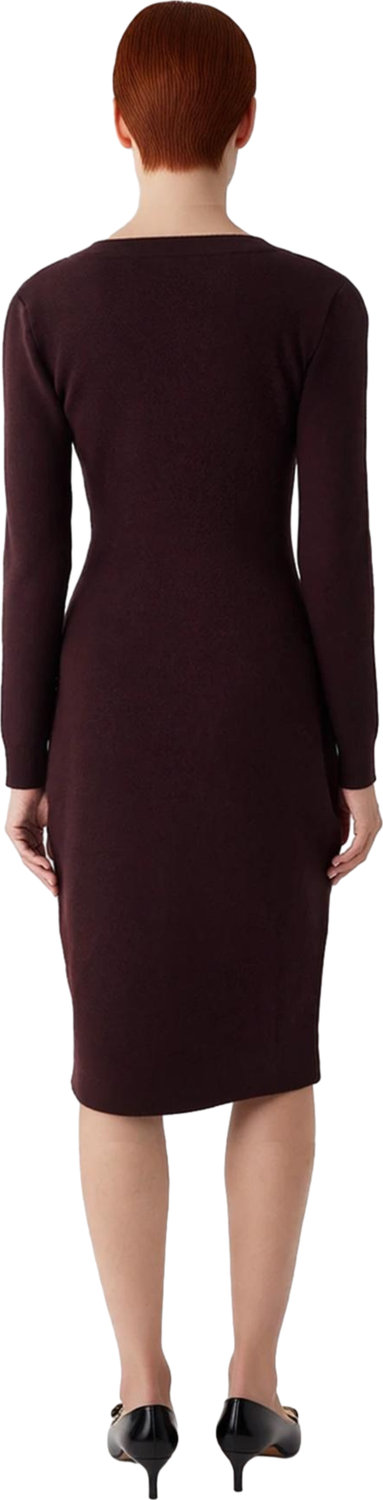 Kadın Bodycon V Yaka Midi Triko Elbise Uzun Kollu Düz Renk Rahat Günlük Şık Giyim Modeli Kaliteli
