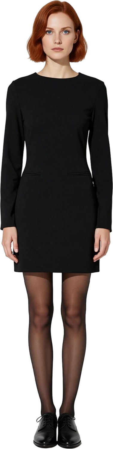 Kadınlara Özel Bisiklet Yaka Bodycon Silüet Mini Elbise Şık ve Konforlu Standart Kol Detaylı Kışlık