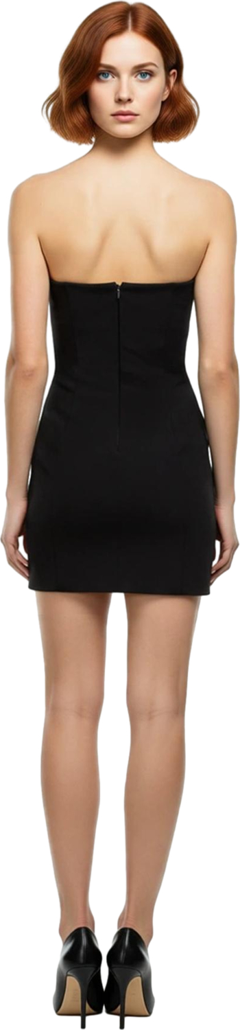 Kadın Şık Straplez Bodycon A Kesim Siyah Mini Elbise Mezuniyet ve Gece Davetleri İçin Kaliteli