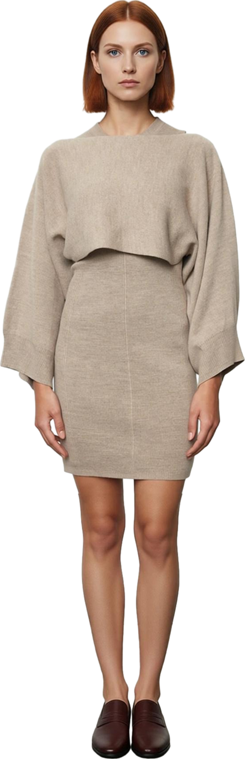 Kadın Casual Triko Bisiklet Yaka Bodycon Mini Elbise Ve Bolero Takımı İnce Kumaş Konforu Kaliteli