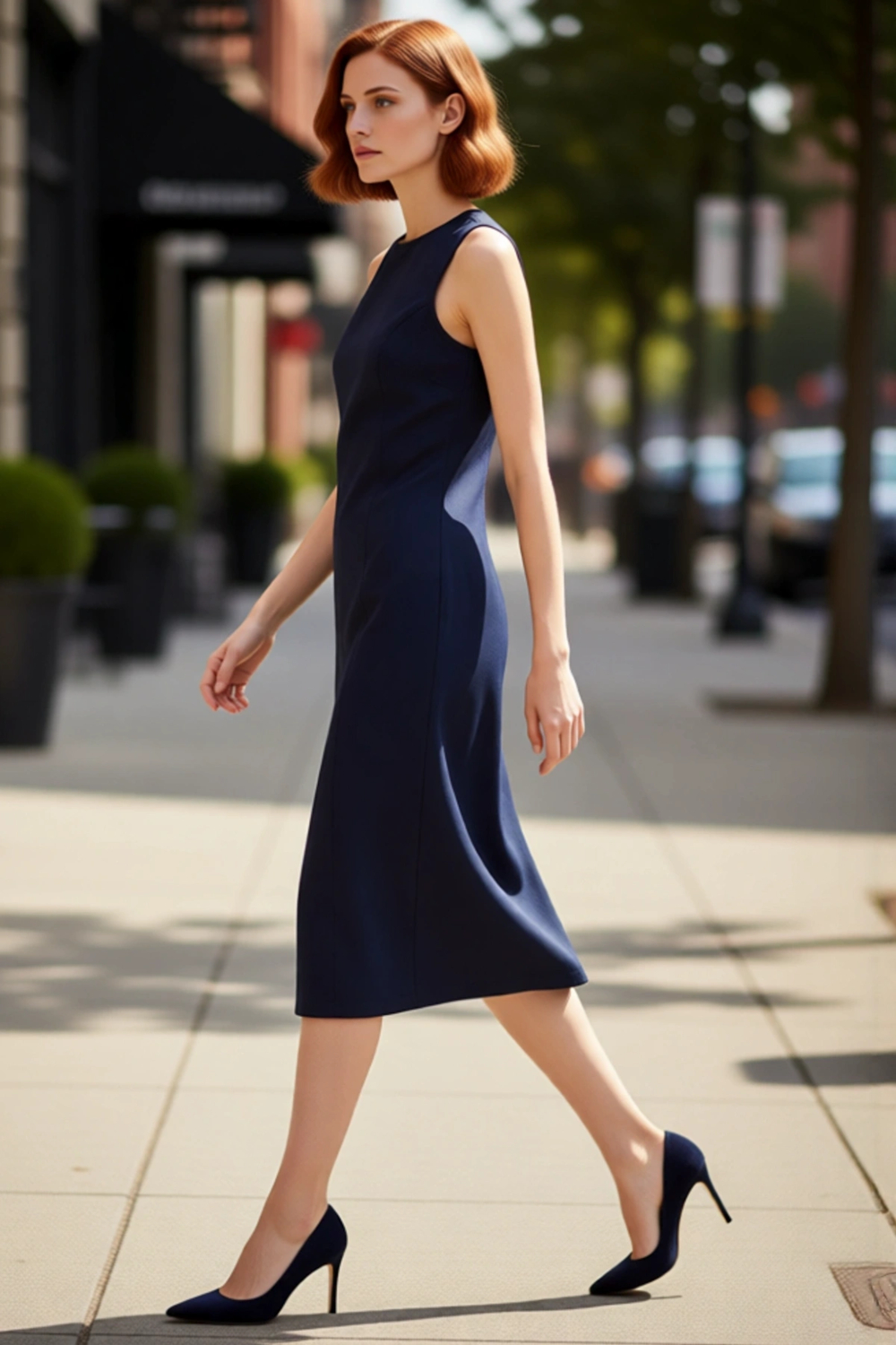 Kadın Düz Desen Kolsuz Bodycon Midi Denim Elbise Yırtmaçlı Bisiklet Yaka Şık ve Rahat Kombinler
