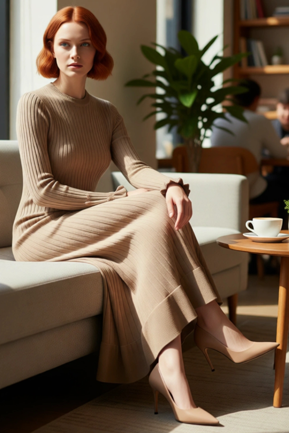 Kadın Bodycon Kesim Akrilik Ribana Triko Maxi Elbise İncili Detaylı Uzun Kol Şıklığı Kaliteli