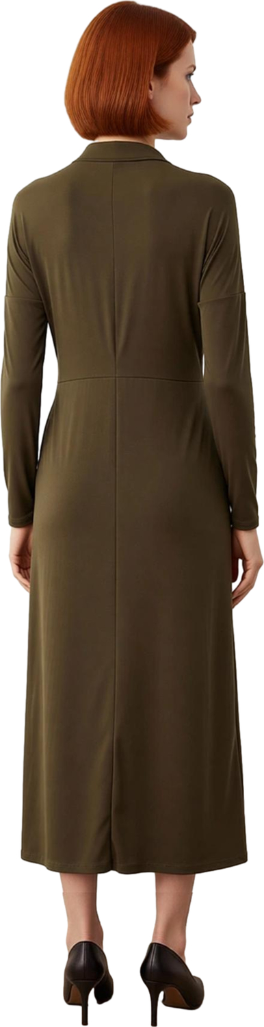 Kadın Uzun Kollu Bodycon Kesim Örme Sandy Maxi Elbise Dik Yaka Detaylı Zarif Ve Rahat Stil