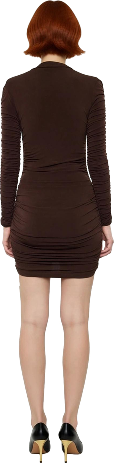 Kadın Düz Desen Bisiklet Yaka Uzun Kollu Bodycon Mini Elbise Özel Günler İçin Şık Bir Tercih.
