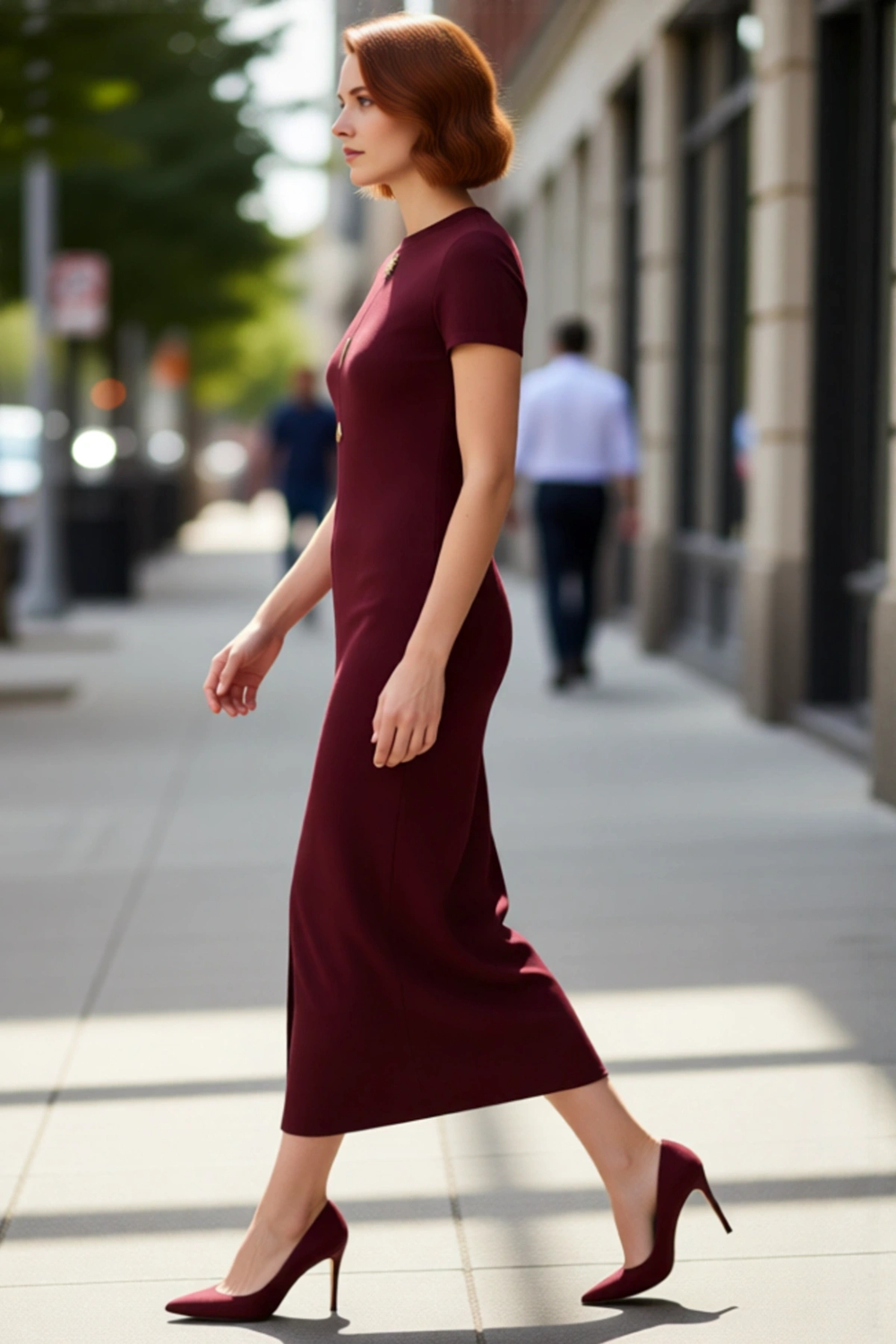 Kadın Kısa Kollu Düz Desen Bodycon Elbise Bisiklet Yaka Ottoman Örme Midi Boy Günlük Stile Uygun