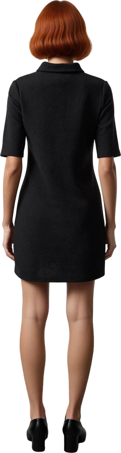 Bayan Smart Casual Düz Desenli Örme Kumaş Düğmeli Kısa Kollu Mini Elbise Sonbahar Kış Stili