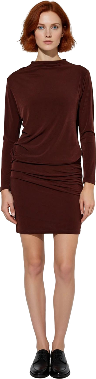 Kadınlar İçin Şık Bodycon Mini Uzun Kollu Kayık Yaka Gece Elbisesi Kalın Sandy Örme Kaliteli