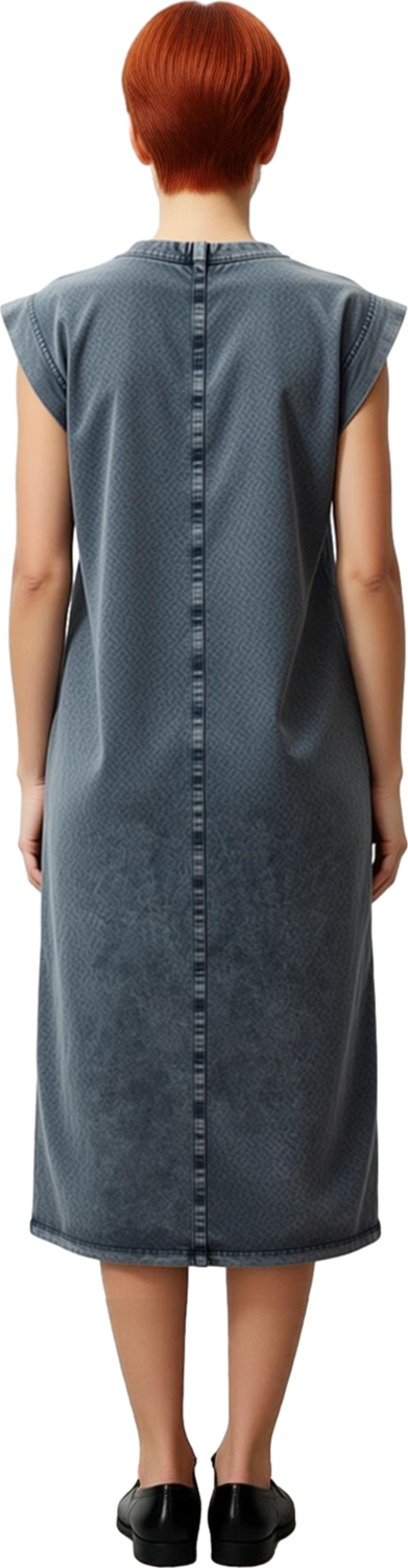 Pamuklu Rahat Kesim Midi T shirt Elbise Renk Ay Kol Düz Desen Modern Stil
