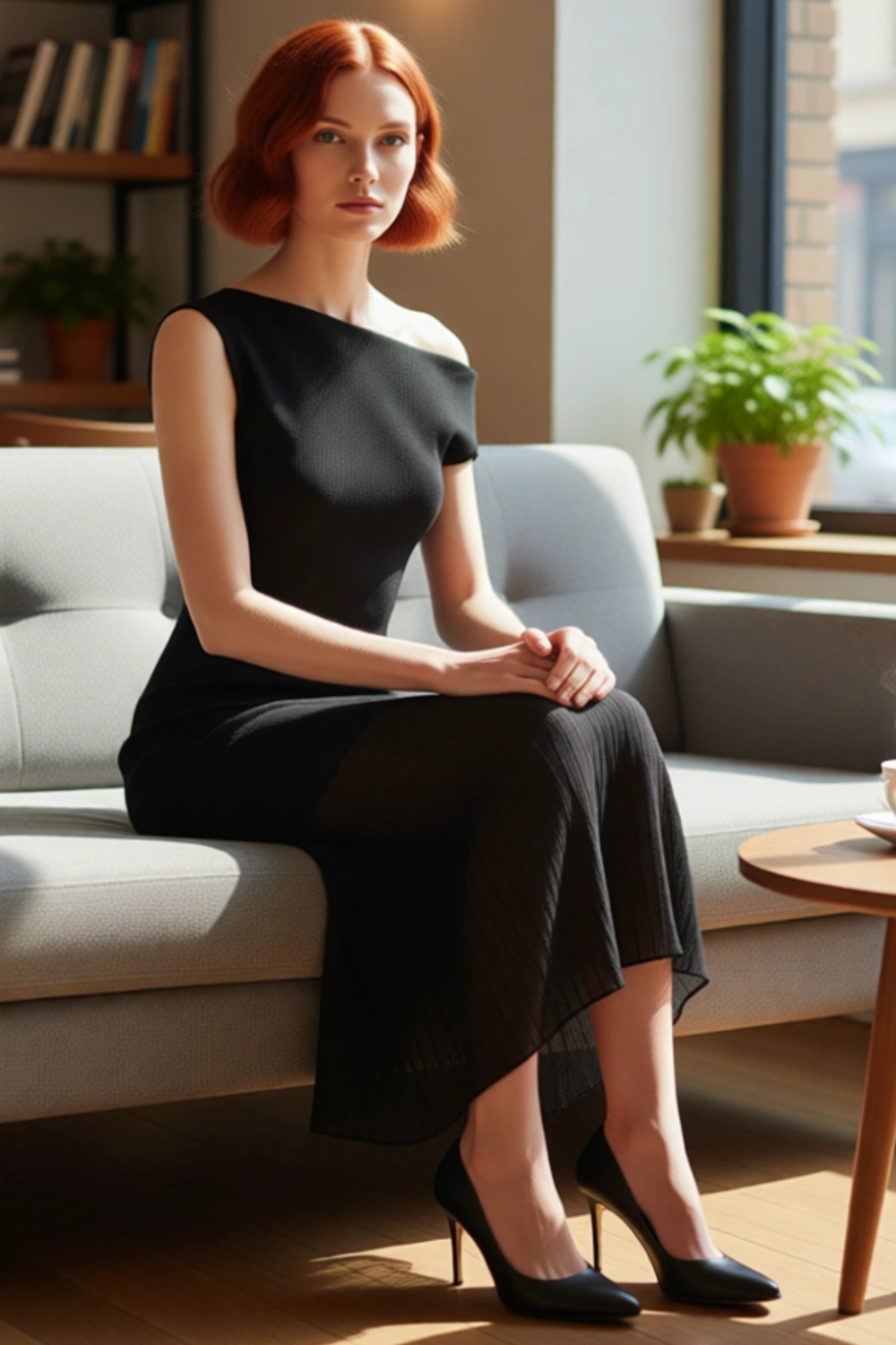 Kadın Fashion Forward A Line Midi Triko Elbise Kayık Yaka İnce Transparan Detaylı İlkbahar Sonbahar