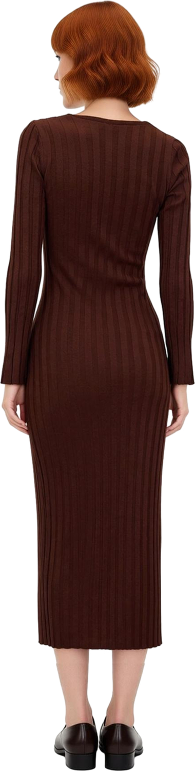 Kadın Fashion Forward Bodycon Uzun Kollu V Yaka Maxi Triko Elbise Gündüz Ve Gece Şıklığı Kaliteli