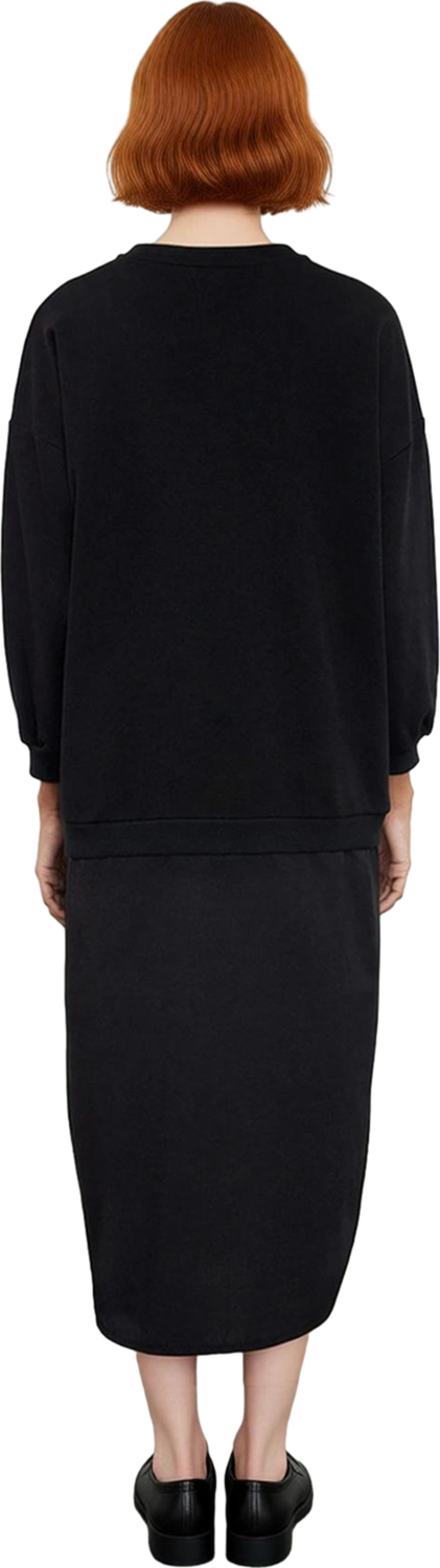 Kadın Günlük Kullanım İçin Dokuma Detaylı Maxi T shirt Elbise Örme Kumaş Düz Desen Uzun Kollu