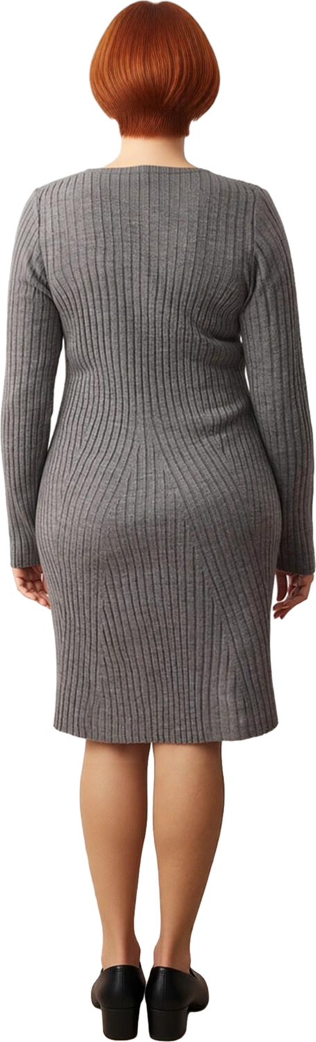 Kadın Bisiklet Yaka Fitilli Dokuma Bodycon Triko Mini Elbise Uzun Kollu Kış Günleri İçin Kaliteli