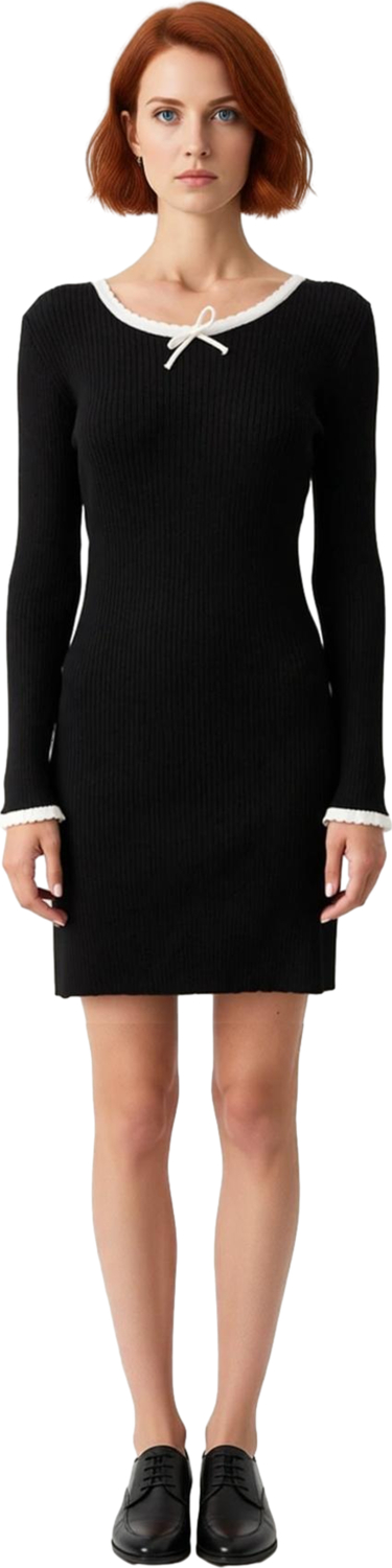 Kadınlar İçin Özel Dokulu Astarsız Bisiklet Yaka Bodycon Kesim Triko Mini Elbise Şık Bir Seçim