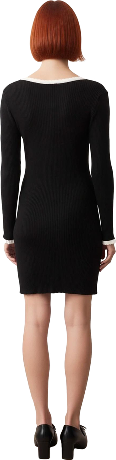 Kadınlar İçin Özel Dokulu Astarsız Bisiklet Yaka Bodycon Kesim Triko Mini Elbise Şık Bir Seçim