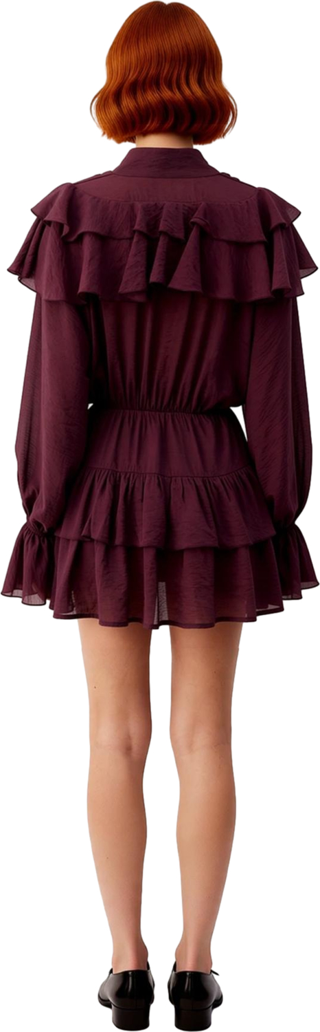 Kadın Astarlı Skater Elbise Fular Yaka Uzun Balon Kol Detaylarıyla Casual Kombinlerinize Şıklık