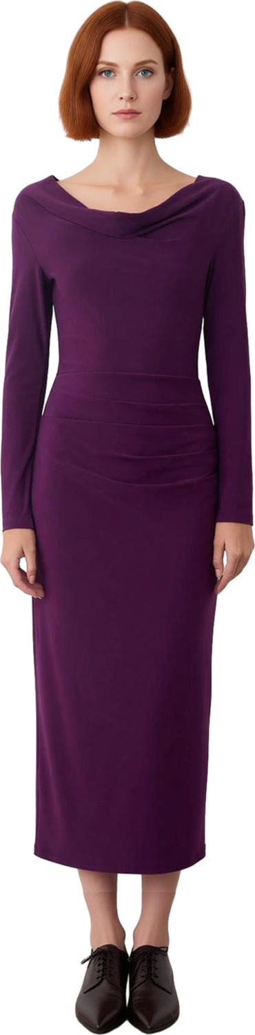 Kadın Astarlı Degaje Yaka Düz Desen Bodycon Maxi Elbise Modern ve Konforlu Kış Kombinleri İçin