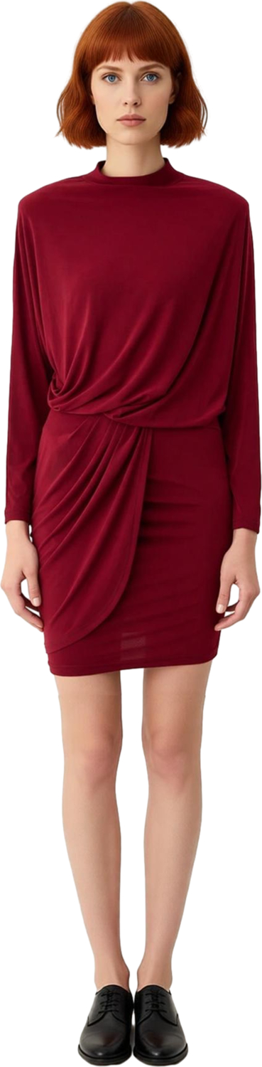 Kadın Mini Yarasa Kol Dik Yaka Bodycon Elbise Örme Kumaşıyla Kış Şık Gece Kombinleri İçin Kaliteli
