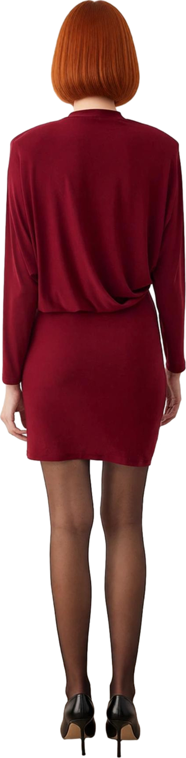 Kadın Mini Yarasa Kol Dik Yaka Bodycon Elbise Örme Kumaşıyla Kış Şık Gece Kombinleri İçin Kaliteli