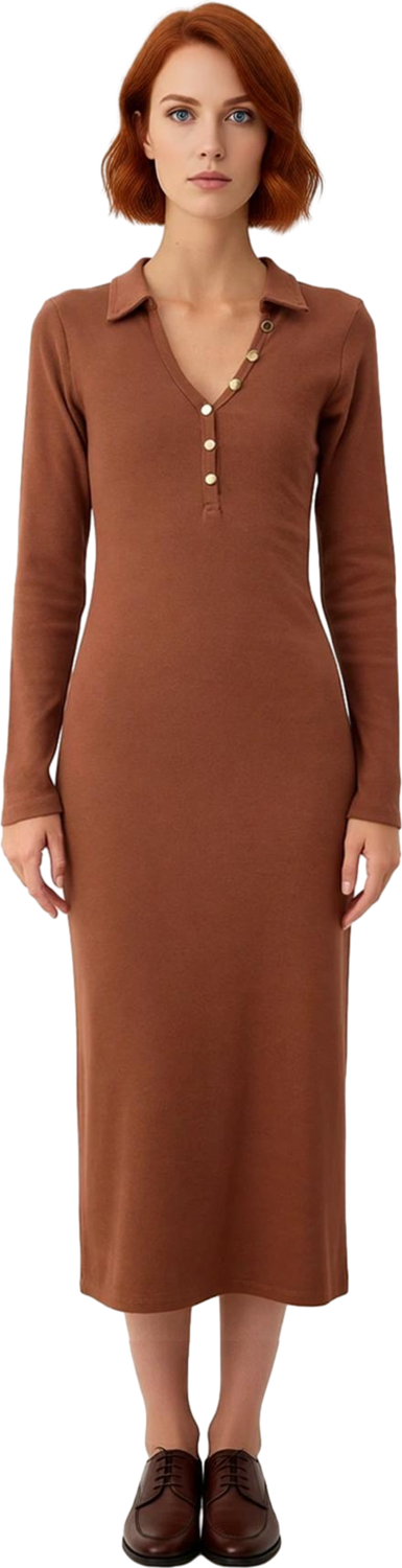 Kadınlar İçin Düz Desen Uzun Kollu Maxi Örme Elbise Bodycon Kesimiyle Kış Stilinizi Yansıtır
