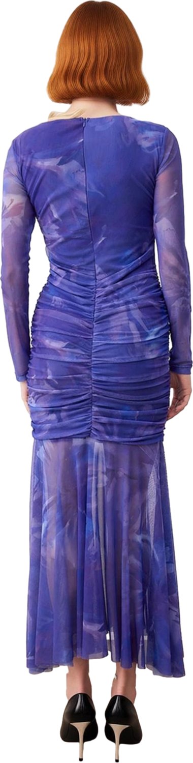 Kadın Fashion Forward Tül Örme Balık Kesim Uzun Kol Abiye Maxi Gece Elbisesi Şık Ortam Kaliteli