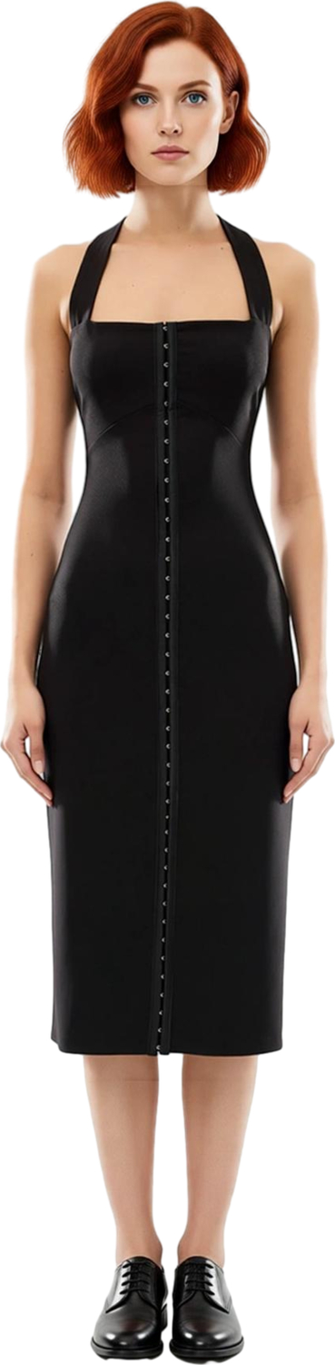 Kadın Şık Askılı Straplez Bodycon Midi Elbise Agraflı Detaylarıyla Gece Davetleri İçin Kaliteli