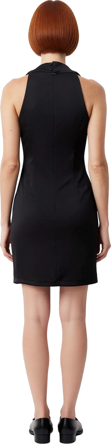 Kadınların Favorisi Degaje Yaka Saten Bodycon Mini Elbise Kolsuz Düz Şık Akşam Davetleri İçin