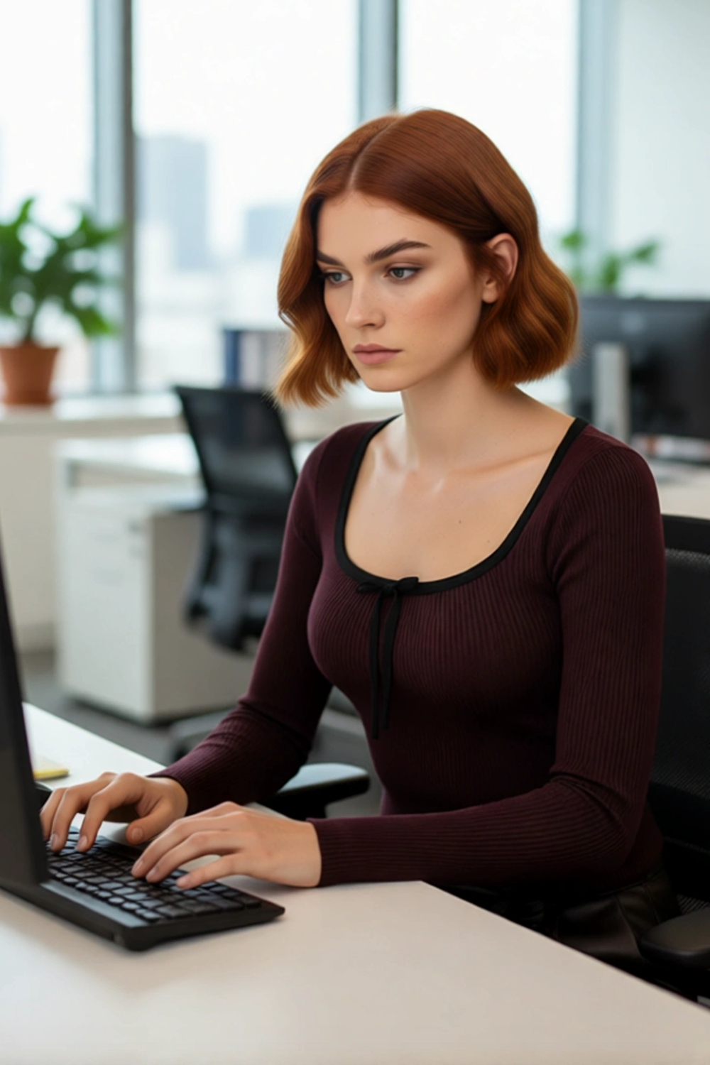 Kadın Fitted Kalıp Fitilli Dokuma Havuz Yaka Triko Kazak İnce Yapısıyla Modern Bir Stil Sunar