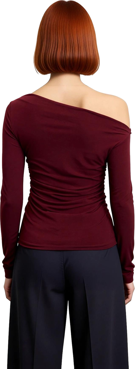 Stil Kadın Büzgü Drape Detaylı Fitted Vücuda Oturan Kollu Esnek Bluz Regular Örme Slim Kalıp