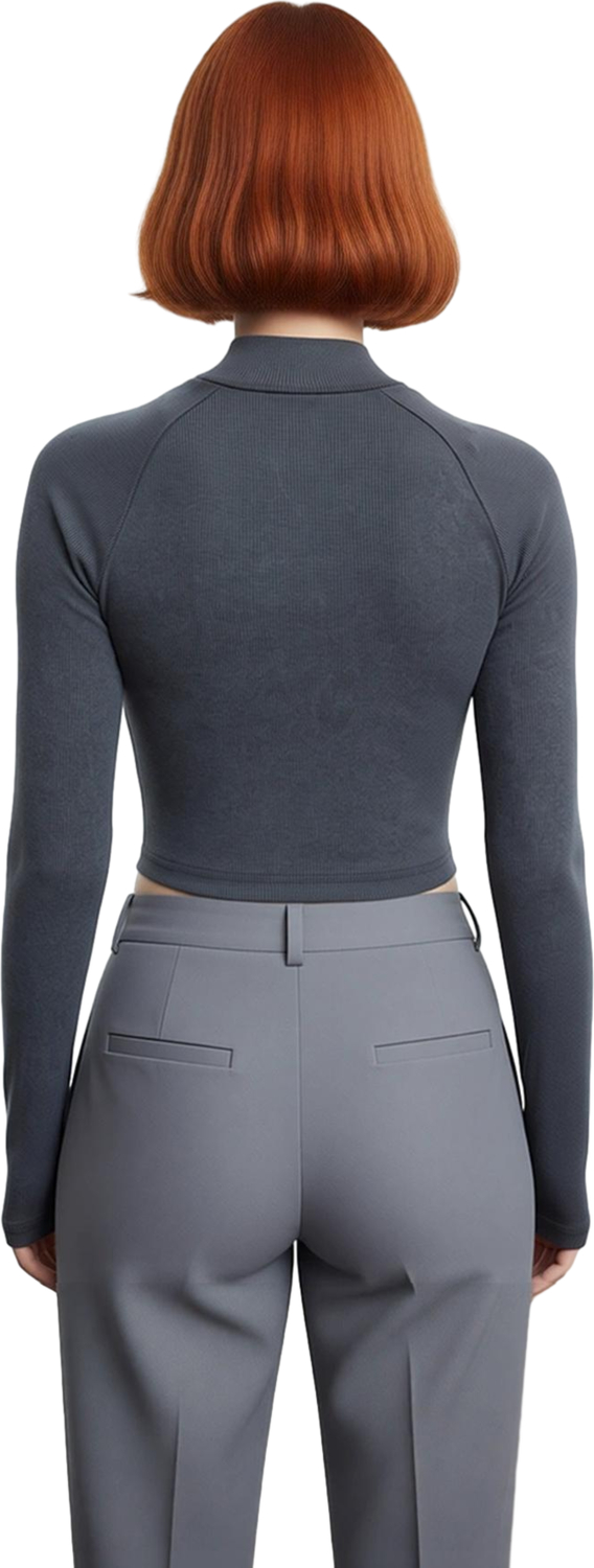 Stil Kadın Yıkamalı Fermuarlı Fitted Vücuda Oturan Fitilli Esnek Bluz Regular Örme Slim Kalıp