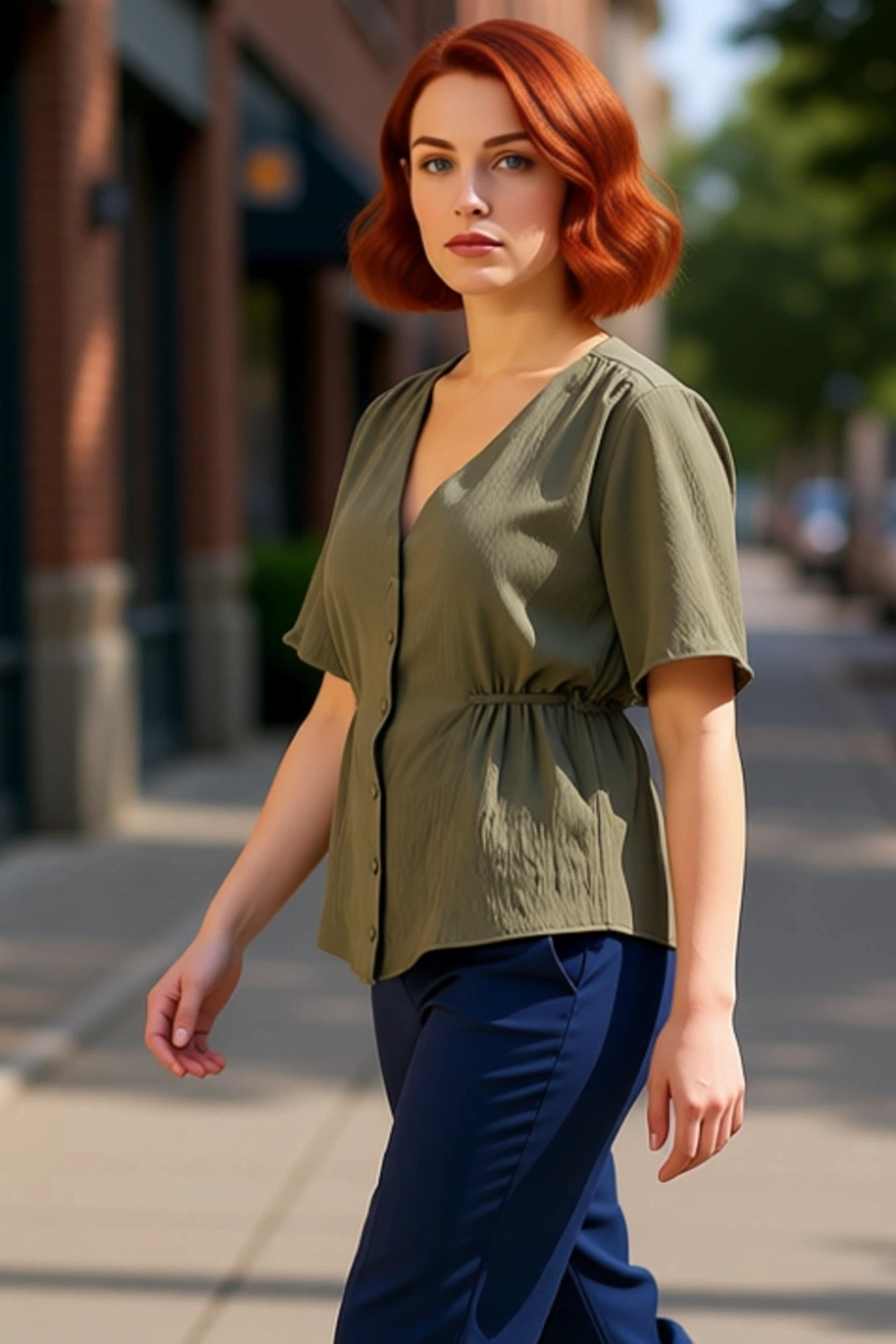 Moda Büyük Beden V Yaka Dokuma Regular Düz Desen Casual Günlük Regular Kısa Kol Bluz