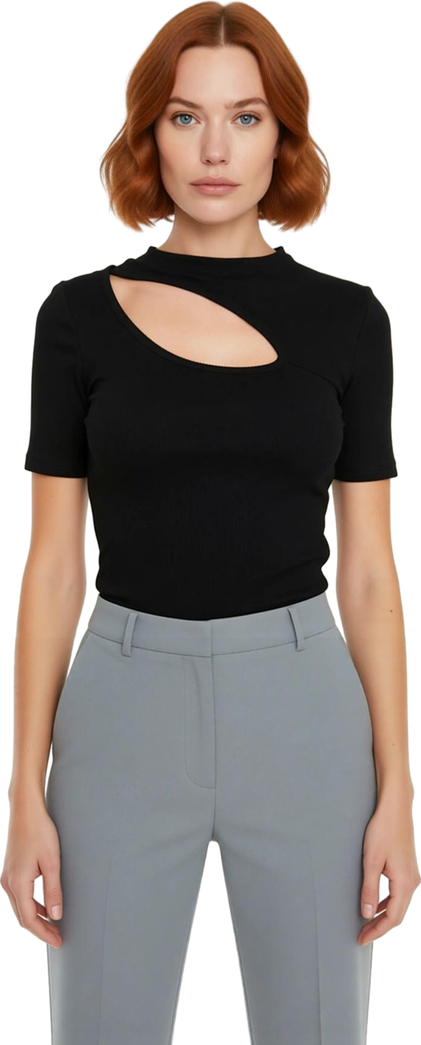 Kadın Vücuda Oturan Crop Bluz Bisiklet Yaka Kısa Kollu Esnek Örme Casual Günlük Kullanım