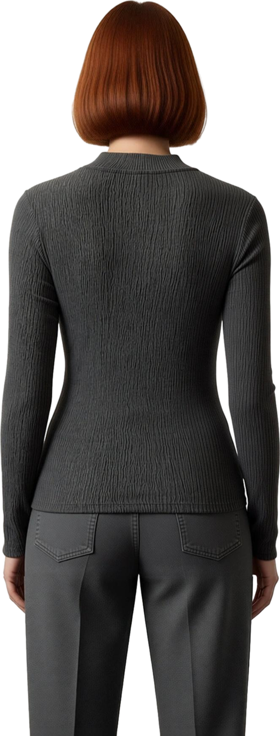 Stil Kadın Büzgü Drape Detaylı Normal Kalıp Bluz Regular Örme Slim Kalıp