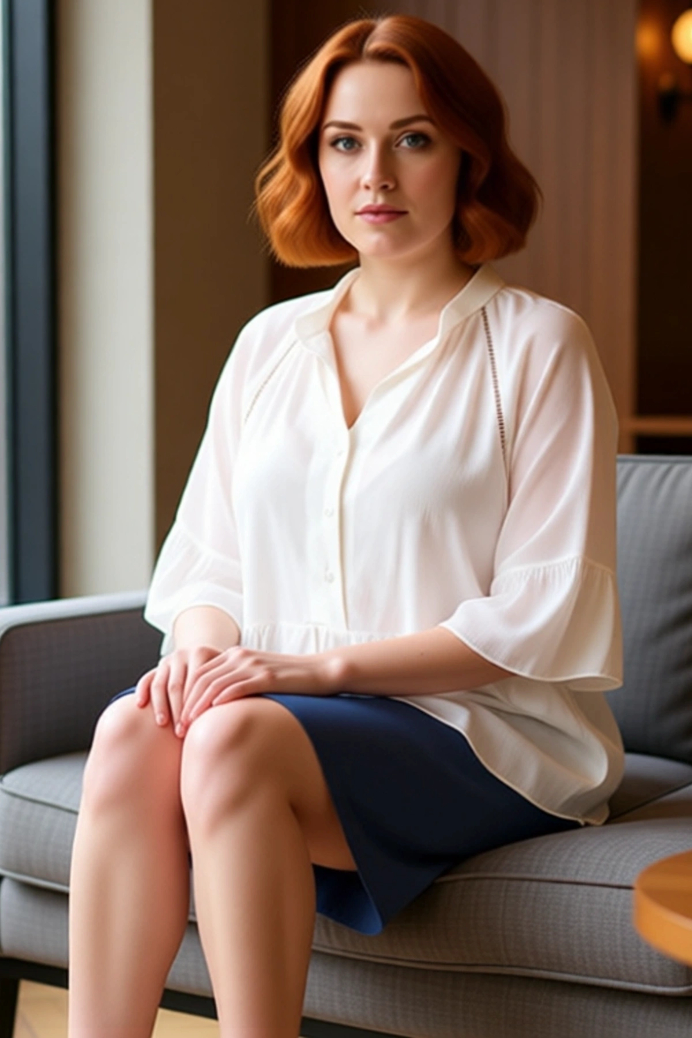 Kadın Plus Size V Yaka Kısa Kol Dokuma Peplum Gömlek Konforlu ve Zarif Seçim Kaliteli Şık Rahat