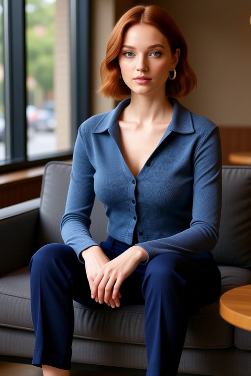 Kadın Esnek Örme Bluz Vücuda Oturan Crop Boy Gömlek Yaka Uzun Kollu Düğmeli Casual Günlük Kışlık