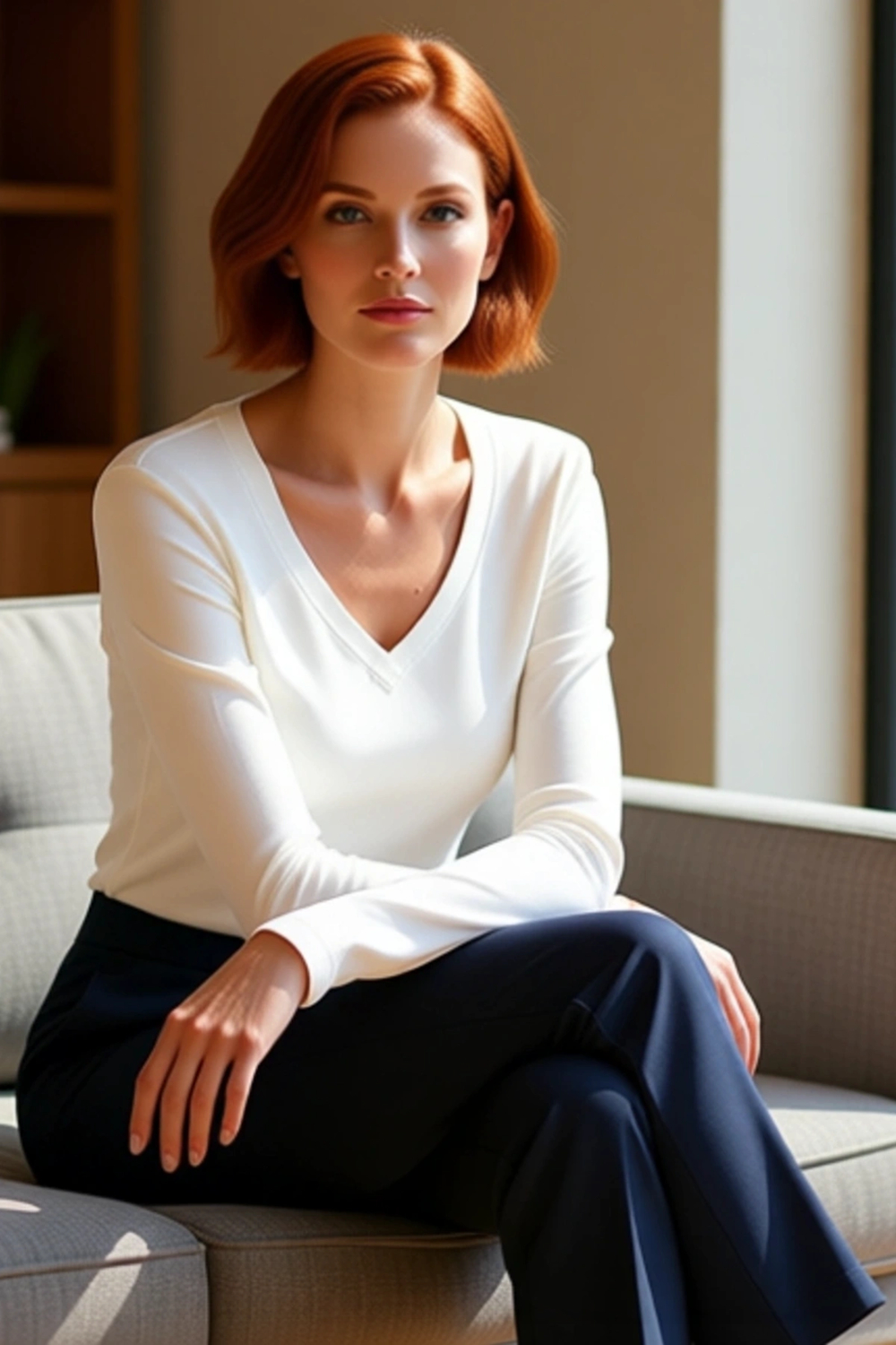 Kadın V Yaka Uzun Kollu Fitted Örme Bluz Çok Yönlü Kullanım İçin Kaliteli Şık Rahat Modern
