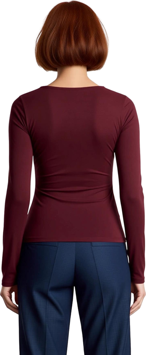 Stil Kadın Büzgü Drape Detaylı Vücuda Oturan Bluz Regular Örme Slim Kalıp