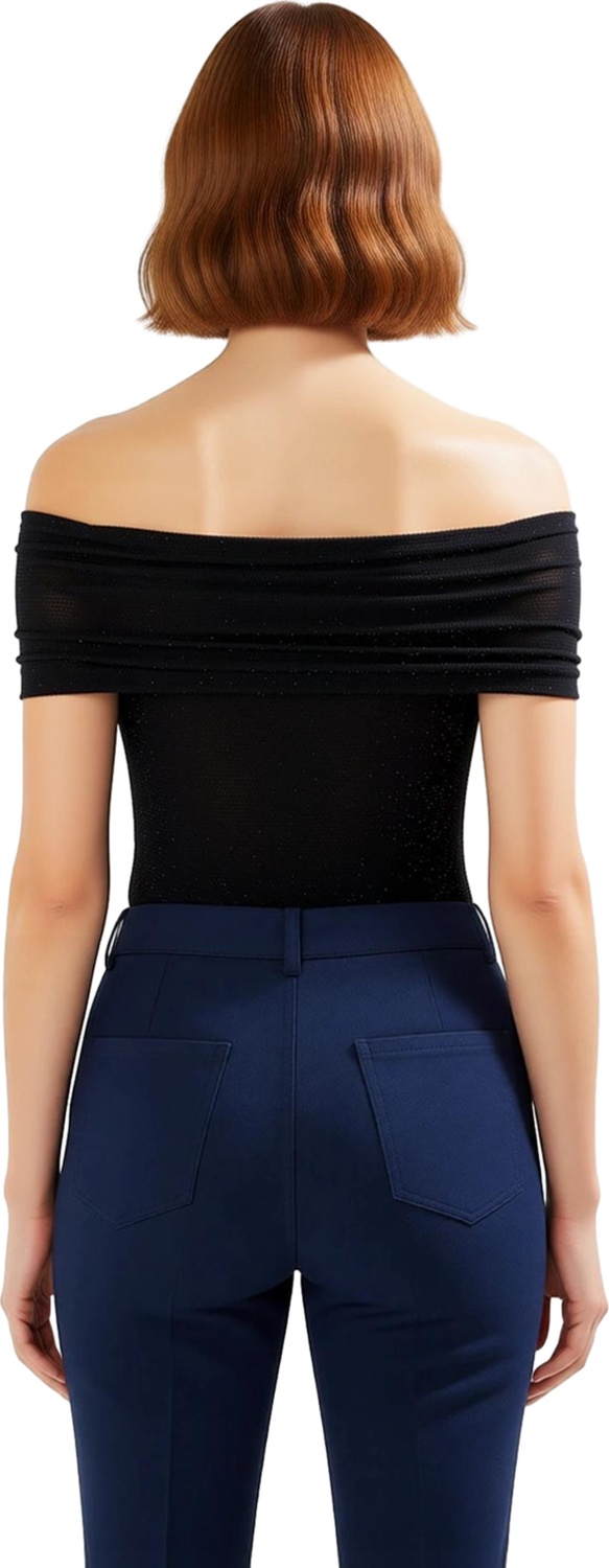 Kadın Off Shoulder Örme Bluz Gül Süslemeli Kaliteli Şık Rahat Modern Zarif Günlük