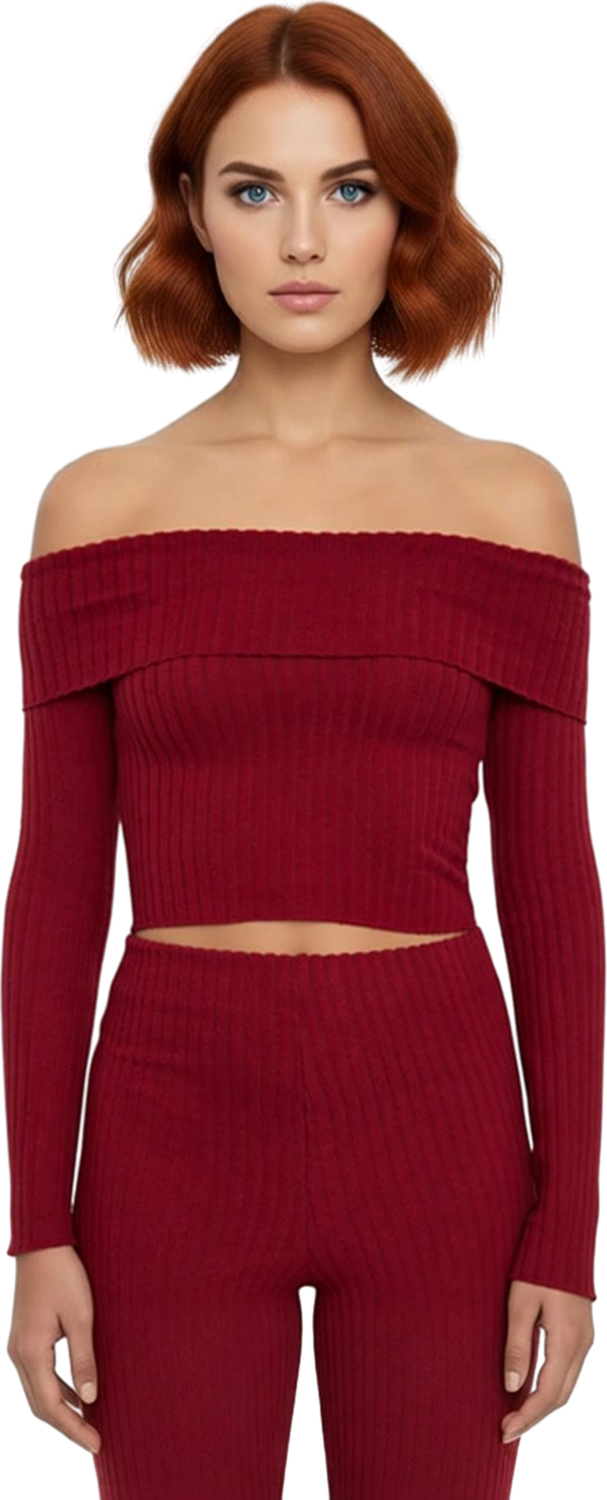 Kadın Off Shoulder Fitilli Uzun Kollu Bluz Kaliteli Şık Rahat Modern Zarif Günlük