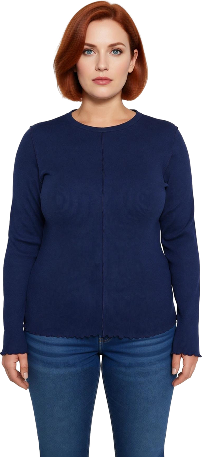 Stil Kadın Fitilli Bluz Crop Örme Fitted Kalıp Büyük Beden
