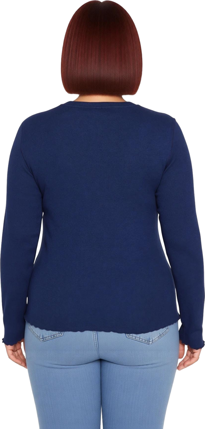 Stil Kadın Fitilli Bluz Crop Örme Fitted Kalıp Büyük Beden