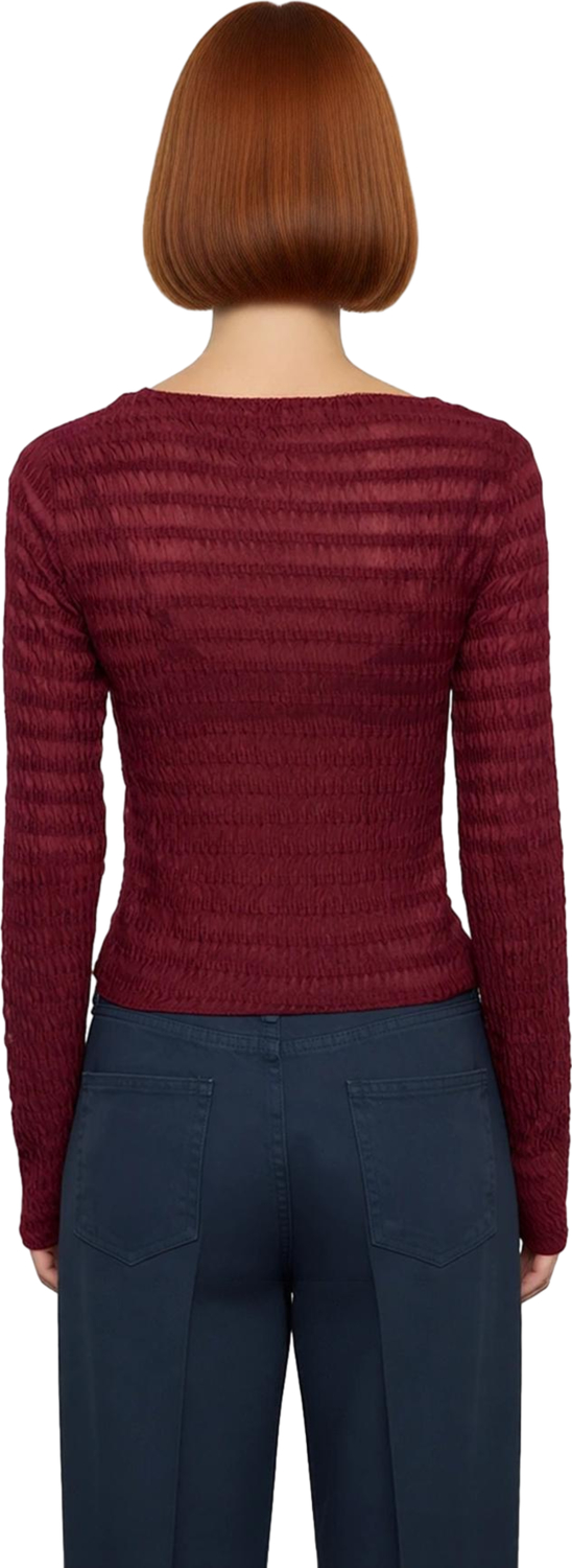 Stil Kadın Fitted Vücuda Oturan Dokulu Tül Esnek Bluz Regular Örme Slim Kalıp