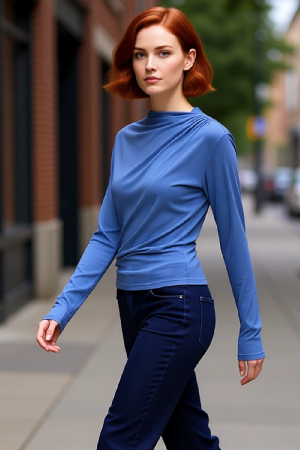 Kadınlar İçin Sürdürülebilir Modal Kumaş Kayık Yaka Drape Detaylı Bluz Kaliteli Şık Rahat Modern